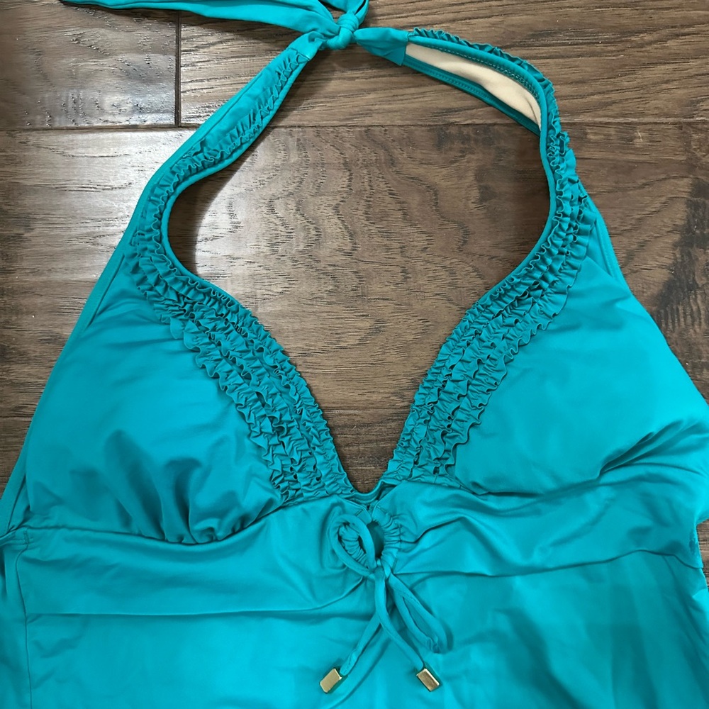 Kenneth Cole Teal Tankini Swimsuit Set Size L - Picture 2 of 3